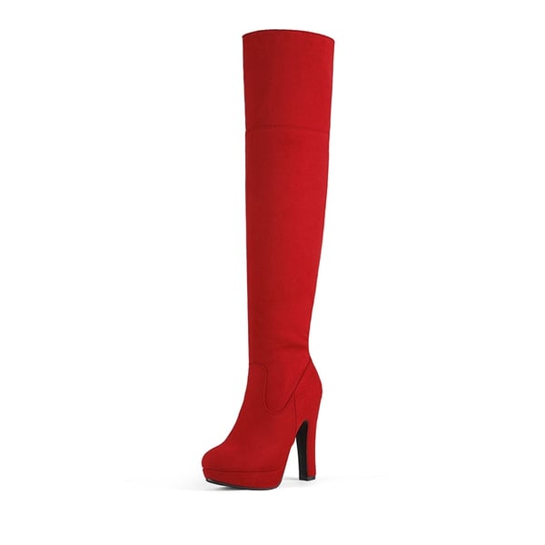 Thigh High Chunky Platform Boots - RED -  0