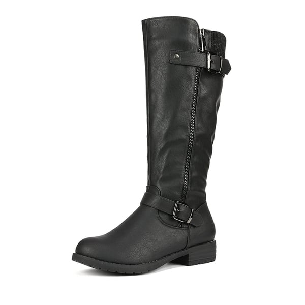 Knee High Low Riding Boots - BLACK -  0