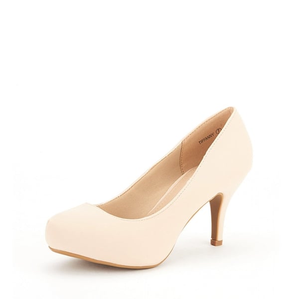Classic Closed Toe 3 Inch Heels Pumps - NUDE NUBUCK -  0