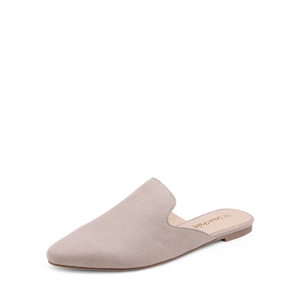 Pointed Toe Flat Mules - GREY SUEDE -  0