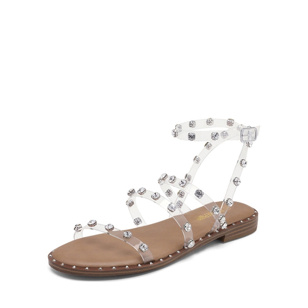 Clear Flat Gladiator Sandals - TRANSPARENT TPU -  0