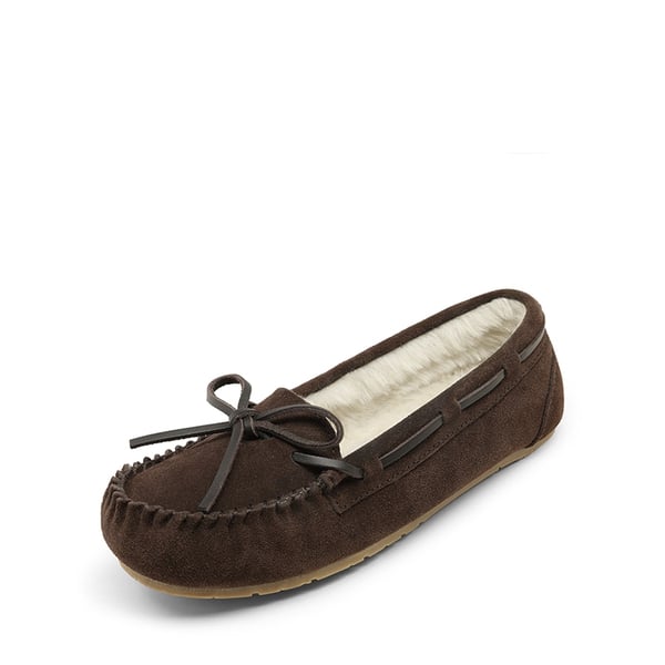 Faux Suede Moccasin Slippers - BROWN -  0