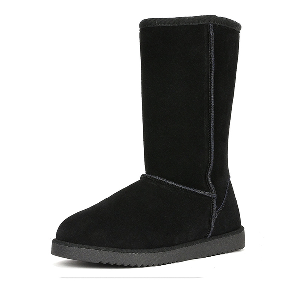 [FuzzyClassic High Boot] Suede Faux Fur Lightweight Winter Boots - BLACK -  0