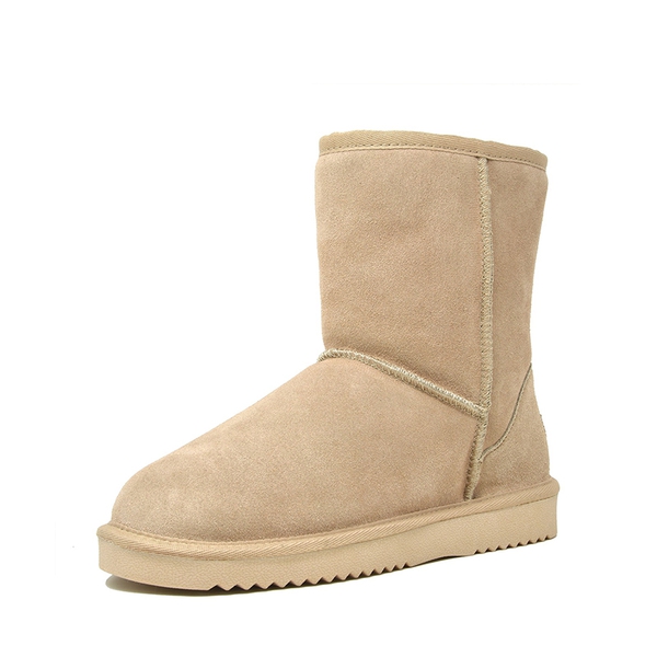 [FuzzyClassic Mid Boot] Suede Mid Calf Snow Boots - SAND -  0