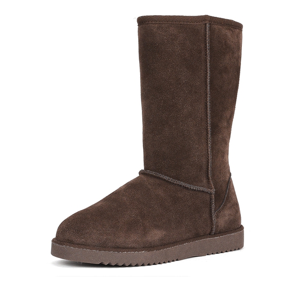 [FuzzyClassic High Boot] Suede Faux Fur Snow Boots - BROWN -  0