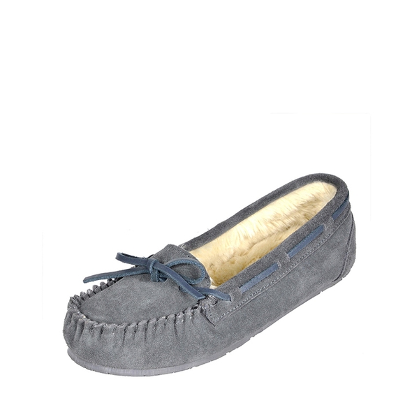 Faux Suede Moccasin Slippers - GREY -  0