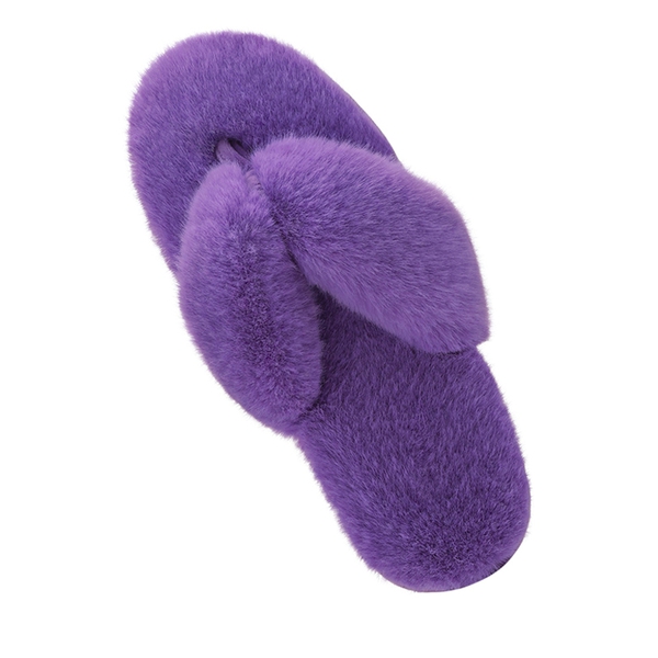 Fluffy Flip Flop House Slippers - PURPLE -  0