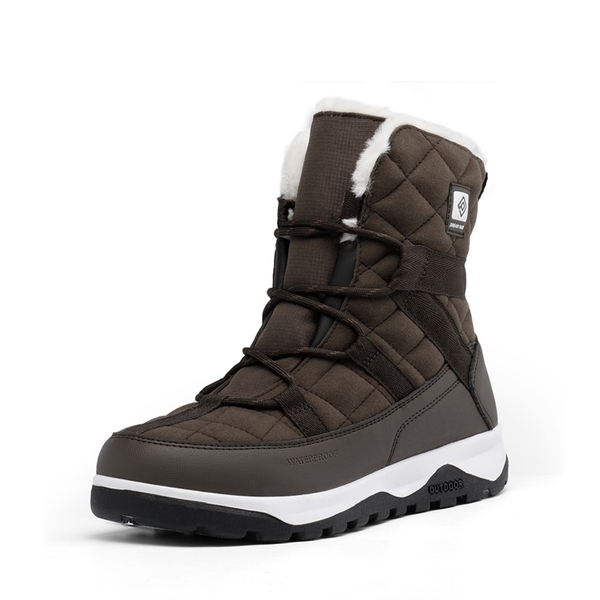 Rubber Faux Fur Lined Waterproof Snow Boots - BROWN -  0