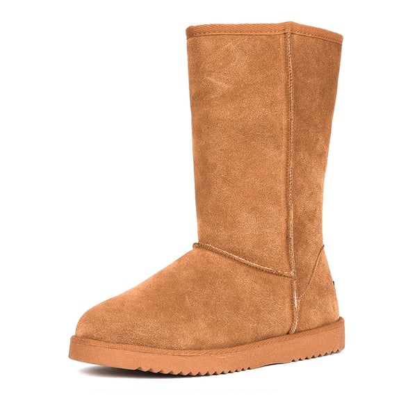 [FuzzyClassic High Boot] Suede Faux Fur Snow Boots - CHESNUT -  0