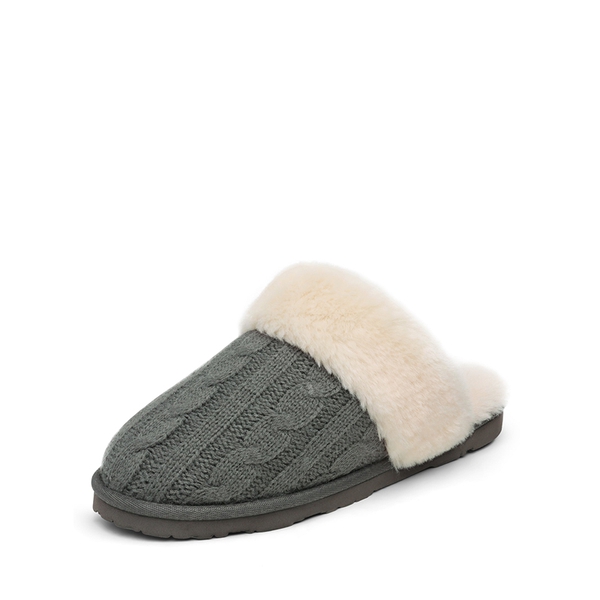 Winter Knitted House Slippers - GREY -  0