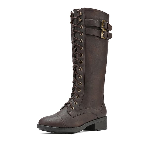 Faux Fur Lining Knee High Riding Boots - BROWN -  0