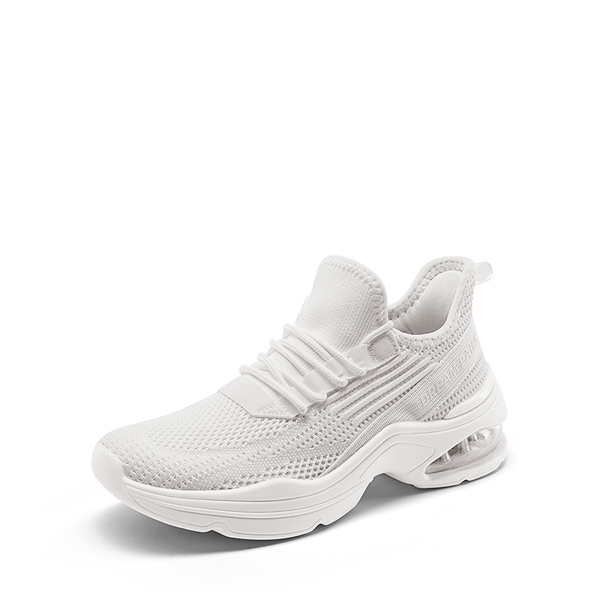 Breathable Knit Air Cushion Sneakers - WHITE -  0