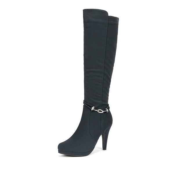 High Heel Knee High Boots - DARK BLUE -  0