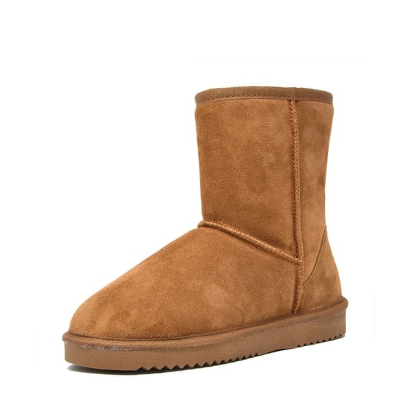 [FuzzyClassic Mid Boot] Suede Mid Calf Snow Boots - CHESNUT -  0