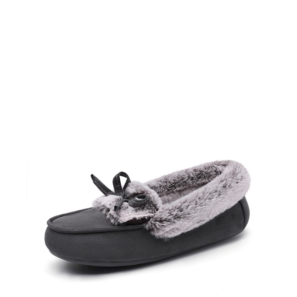 Slip on Faux Fur Lining Slippers - GREY -  0