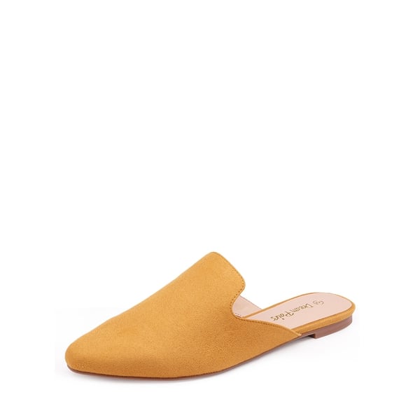 Pointed Toe Flat Mules - YELLOW SUEDE -  0