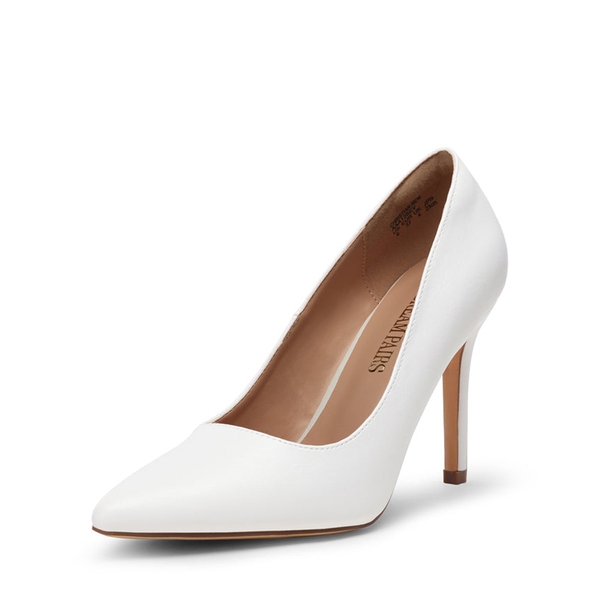 Wide Width Stiletto Pointed Toe Pumps - WHITE-PU -  0