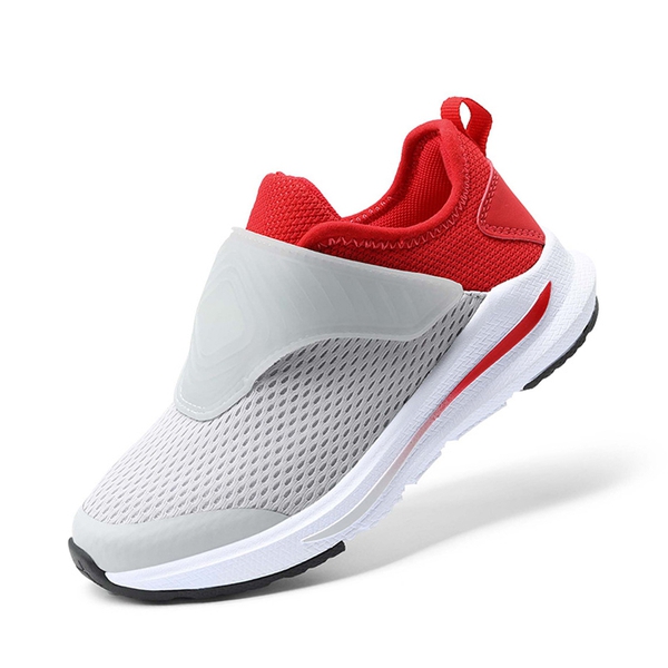 Kids Aircraft-inspired Wing Hook Breathable Sneakers - GREY RED -  0