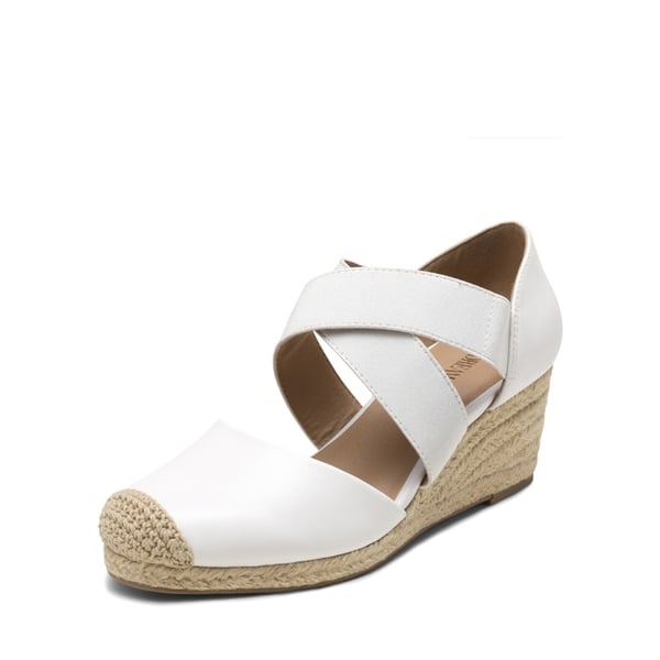 Closed-Toe Criss Cross Espadrille Sandals - WHITE -  0