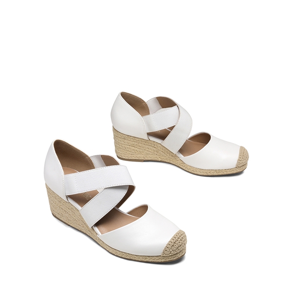 Closed-Toe Criss Cross Espadrille Sandals - WHITE - 2