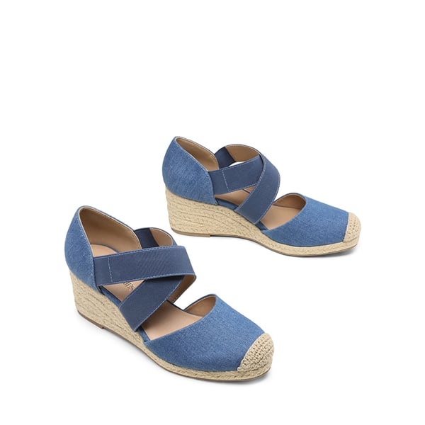 Closed-Toe Criss Cross Espadrille Sandals - DENIM BLUE - 2