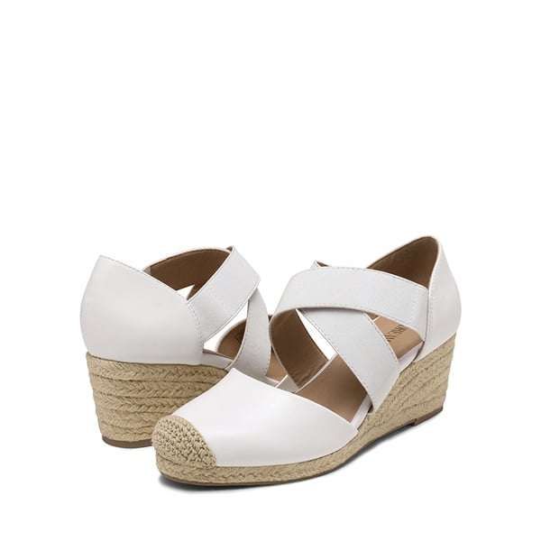 Closed-Toe Criss Cross Espadrille Sandals - WHITE - 1