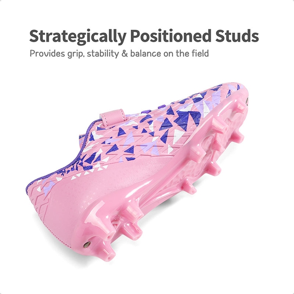 Kids Hook-and-loop Strap Soccer Cleats - PINK PURPLE - 2