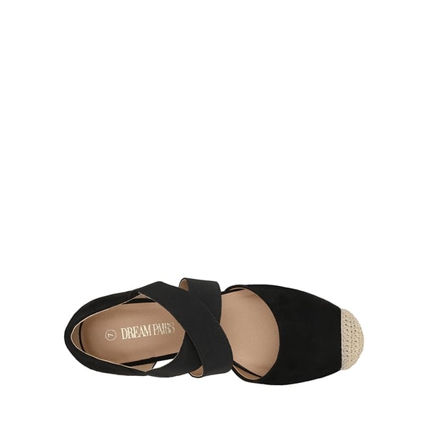 Closed-Toe Criss Cross Espadrille Sandals - BLACK SUEDE - 3