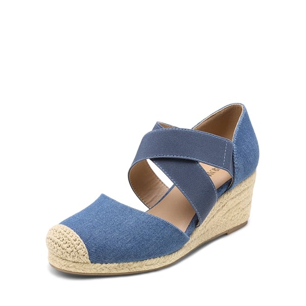 Closed-Toe Criss Cross Espadrille Sandals - DENIM BLUE -  0