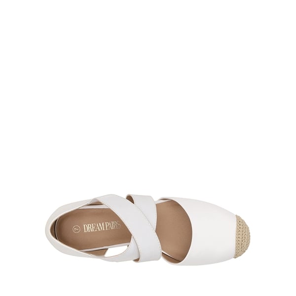 Closed-Toe Criss Cross Espadrille Sandals - WHITE - 3
