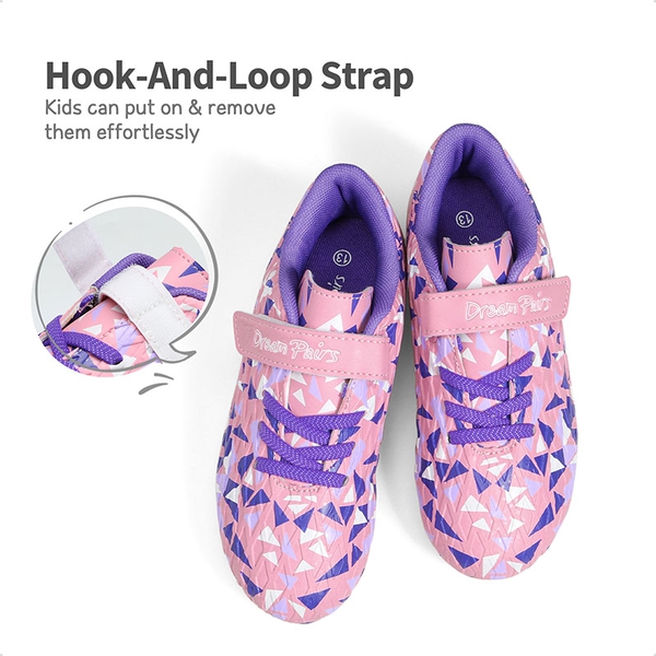 Kids Hook-and-loop Strap Soccer Cleats - PINK PURPLE - 1