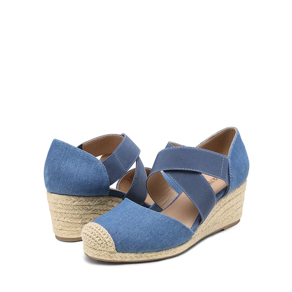 Closed-Toe Criss Cross Espadrille Sandals - DENIM BLUE - 1