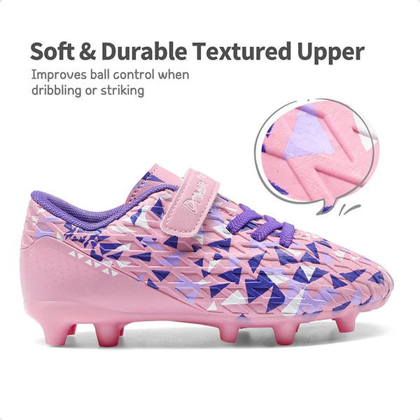 Kids Hook-and-loop Strap Soccer Cleats - PINK PURPLE - 3