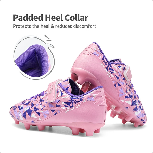 Kids Hook-and-loop Strap Soccer Cleats - PINK PURPLE - 4