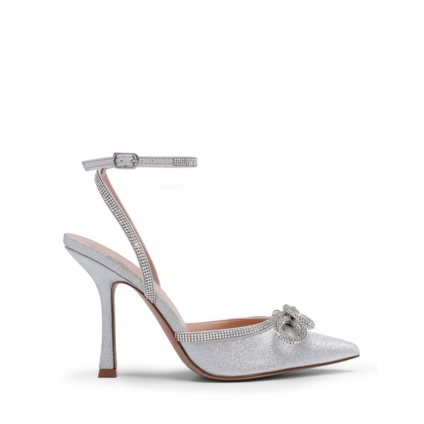 Destiny Stiletto Rhinestone Strap Pumps - SILVER - 3