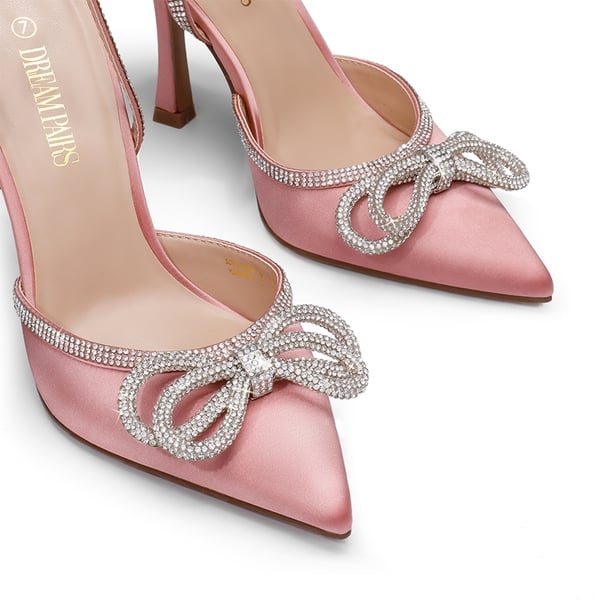 Destiny Stiletto Rhinestone Strap Pumps - PINK - 4
