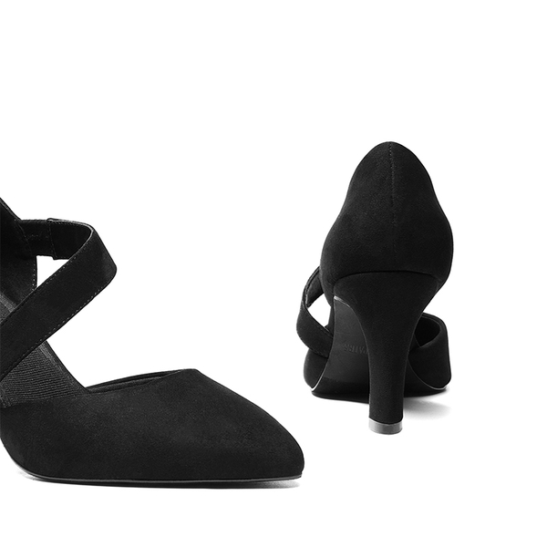 Pointed Toe D'Orsay Pumps - BLACK-SUEDE - 5