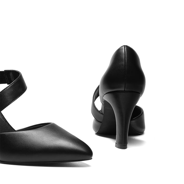 Pointed Toe D'Orsay Pumps - BLACK-PU - 5