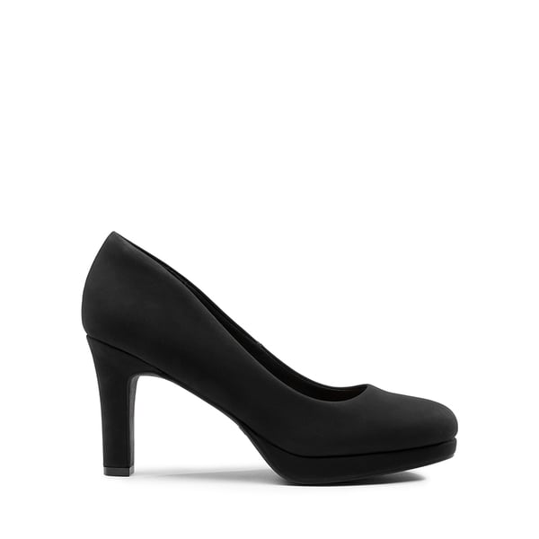 Platform Comfortable Mid Heel Pumps - BLACK-NUBUCK - 3