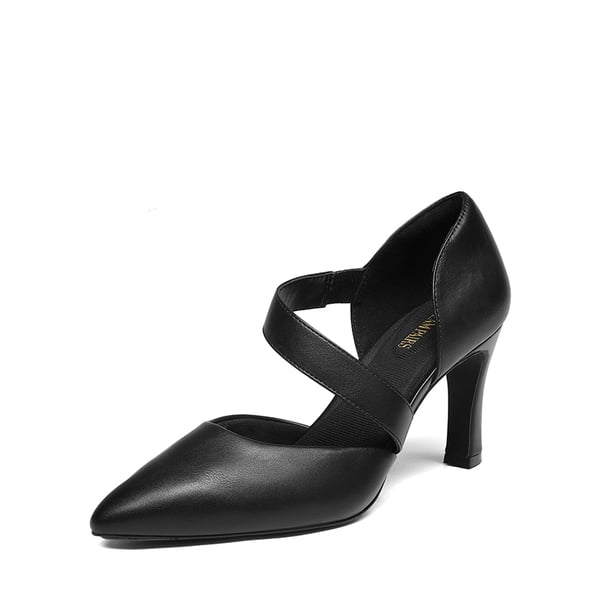 Pointed Toe D'Orsay Pumps - BLACK-PU -  0