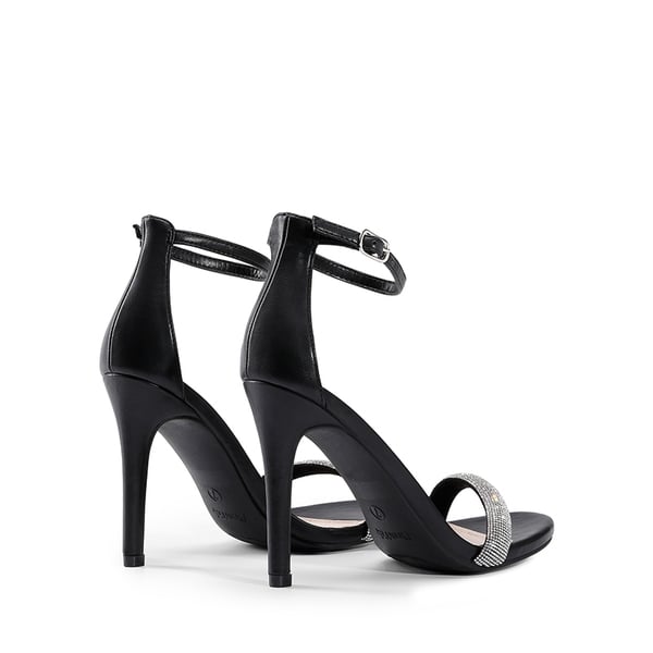 Rhinestone Strap High Stiletto Heel Sandals - BLACK-RHINESTONE - 4