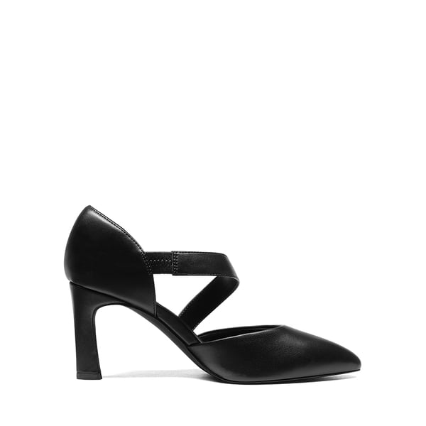 Pointed Toe D'Orsay Pumps - BLACK-PU - 3