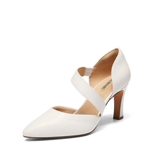Pointed Toe D'Orsay Pumps - WHITE-PU -  0