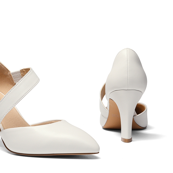 Pointed Toe D'Orsay Pumps - WHITE-PU - 5