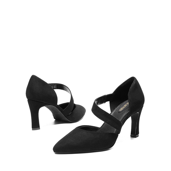 Pointed Toe D'Orsay Pumps - BLACK-SUEDE - 6