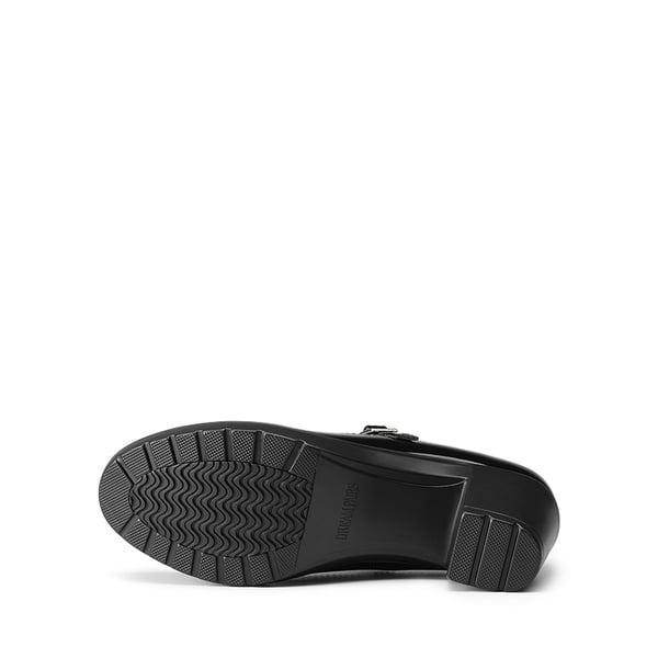 T-Strap Round Toe Pumps - BLACK-PU - 4