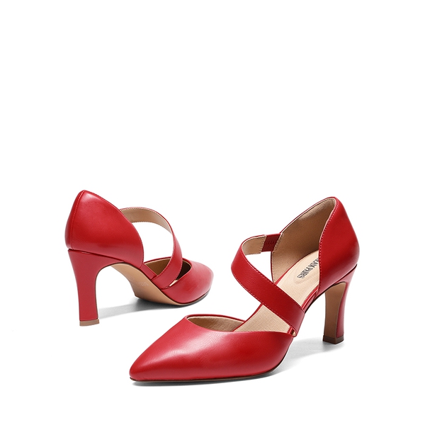 Pointed Toe D'Orsay Pumps - RED-PU - 6