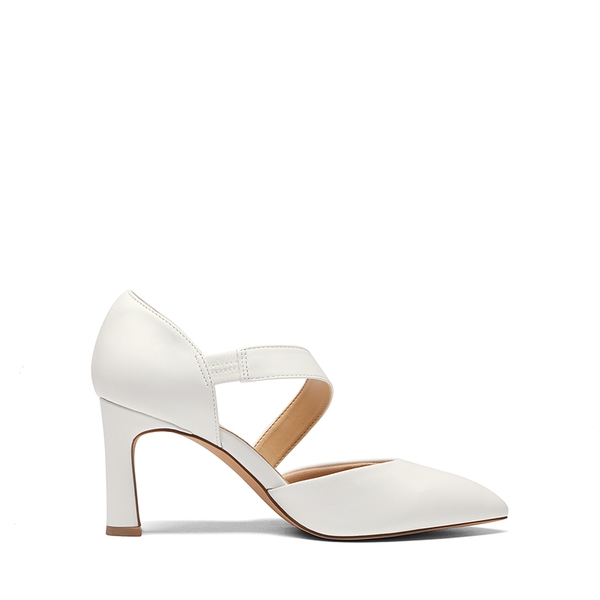 Pointed Toe D'Orsay Pumps - WHITE-PU - 3