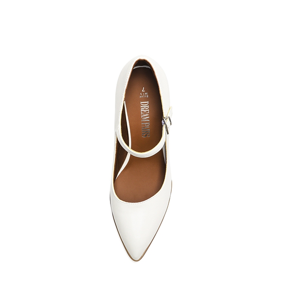 Mary Jane High Chunky Pumps - WHITE - 4