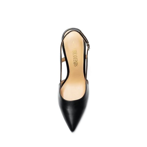 High Stiletto Pointed Toe Slingback Pumps - BLACK-PU - 3